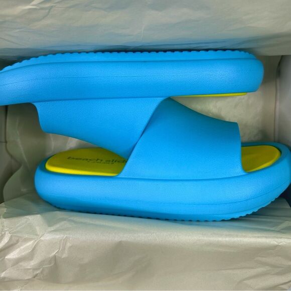 Beach Slides by J/Slides Squish Slides - Turquoise & Yellow - Size 8 - Picture 9 of 9